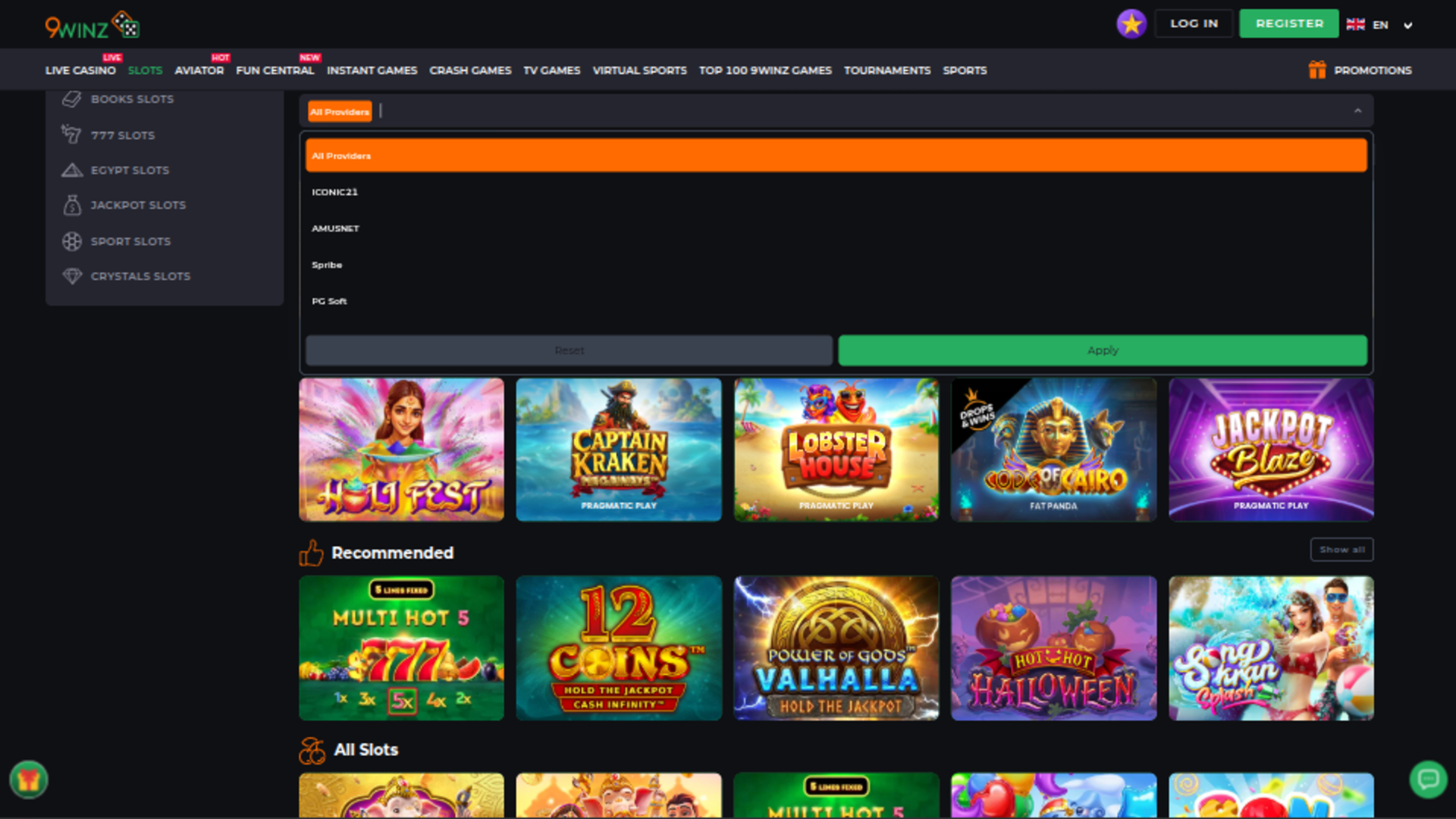 Développeurs de jeux sur bureau de 9Winz Casino