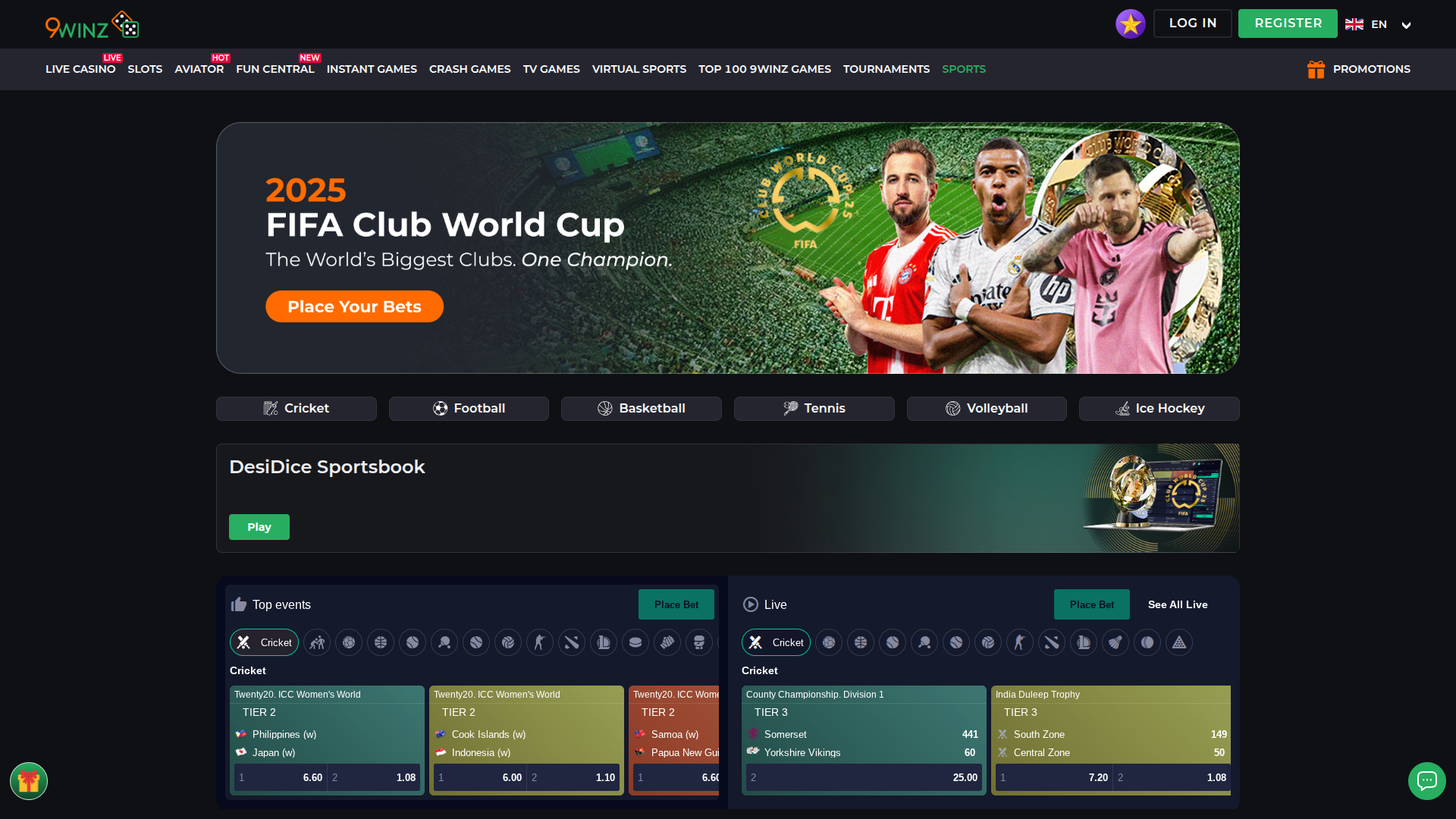 Sports de bureau de 9Winz Casino