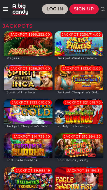 Jackpot mobile di A Big Candy Casino