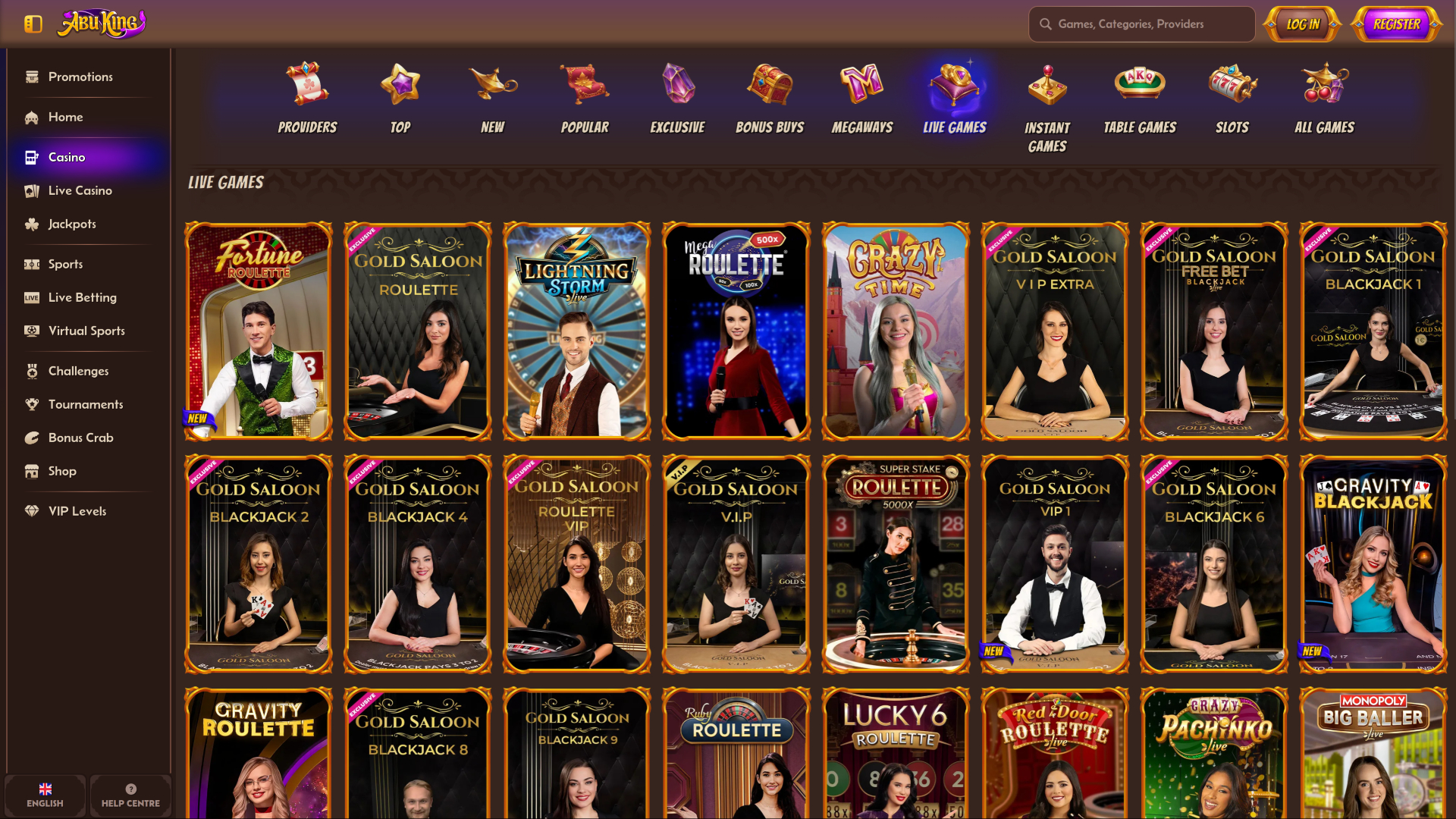 Live dealer desktop di Abuking Casino