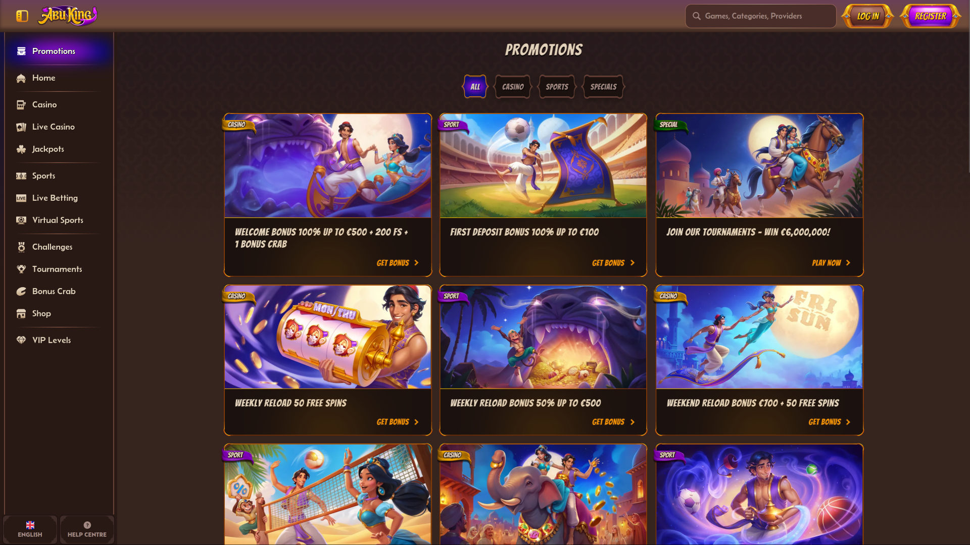 Promozioni desktop di Abuking Casino