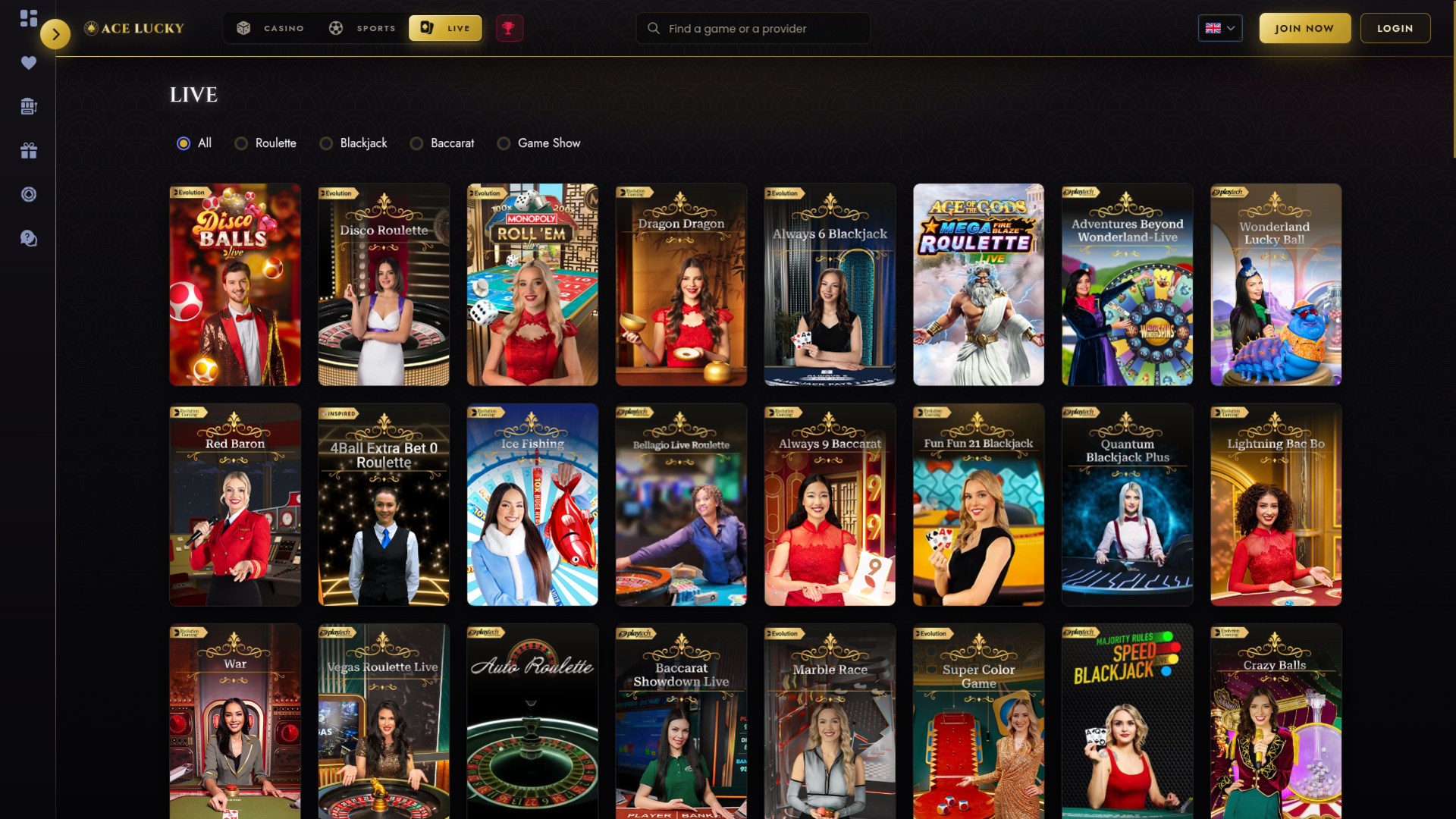 Ace Lucky Casino Casino sur ordinateur avec croupier en direct