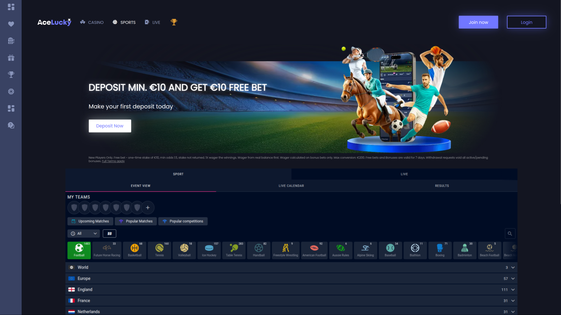 Deportes de escritorio de Ace Lucky Casino