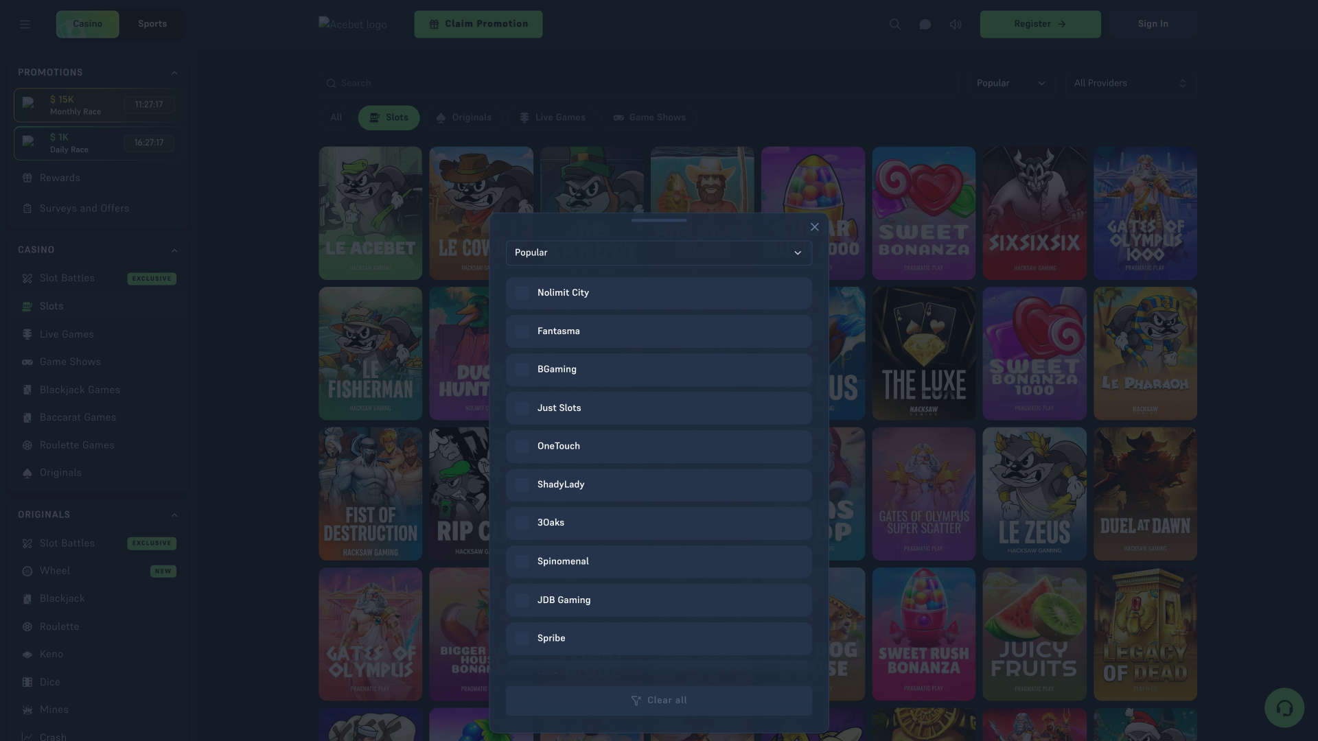 Разработчики настольных игр для казино Acebet