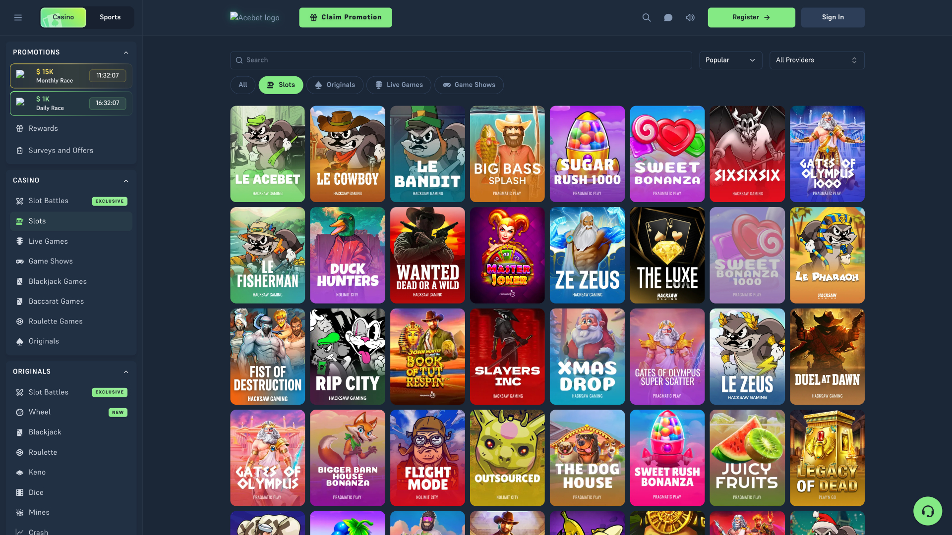 Игры для ПК в казино Acebet