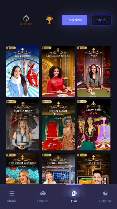 Croupier en direct mobile d'Aced Bet Casino