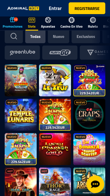 Jeux mobiles de AdmiralBet Casino