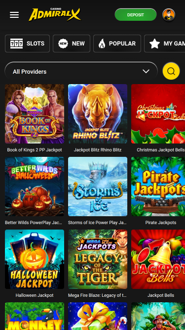 Jackpot du casino Admiral X sur mobile