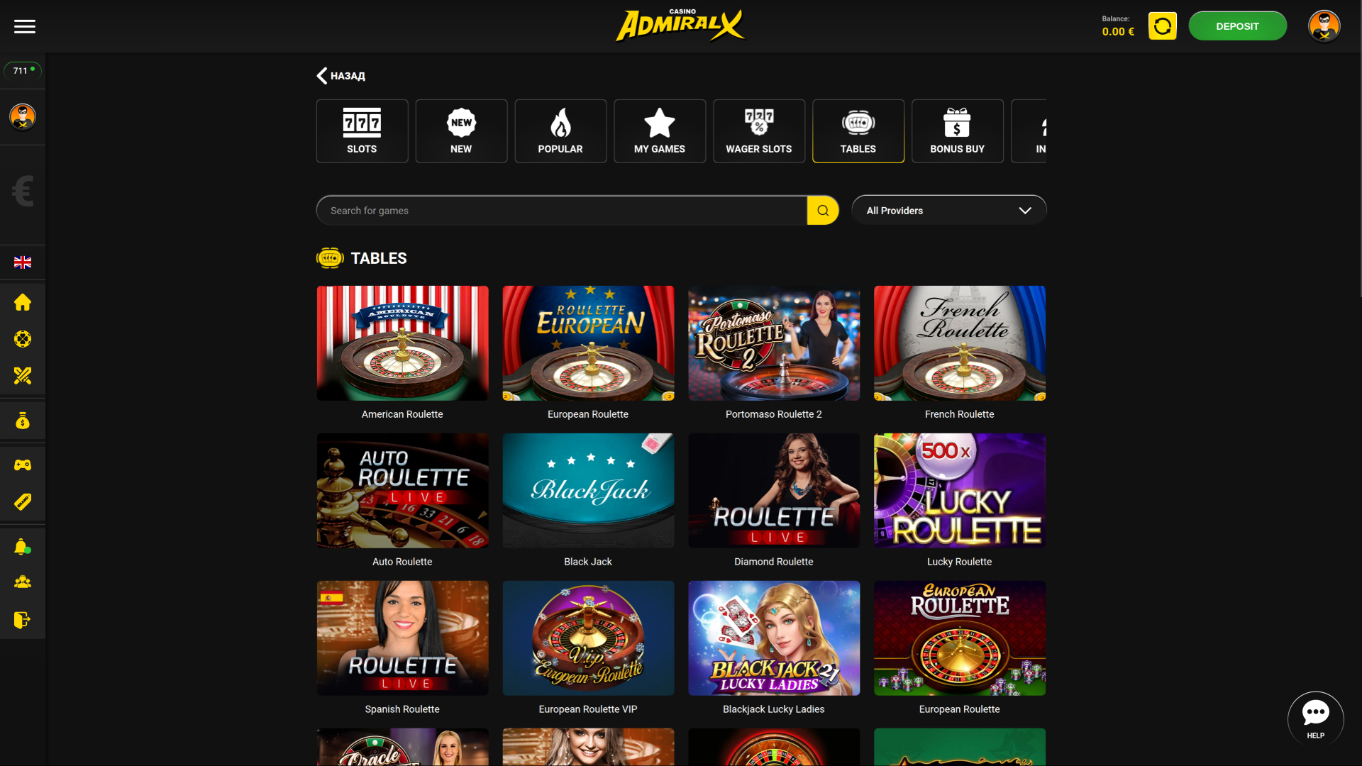 Casino Admiral X avec croupier en direct sur ordinateur