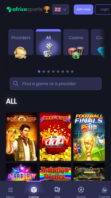 Juegos móviles de casino AfricaSports