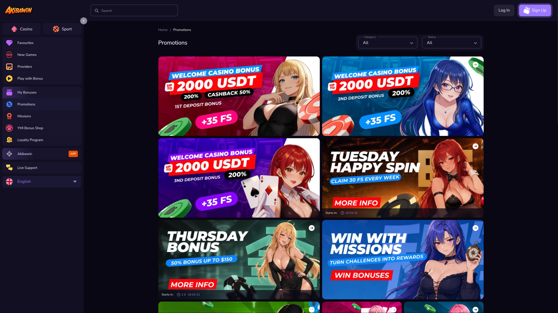 Promociones de escritorio del casino Akibawin