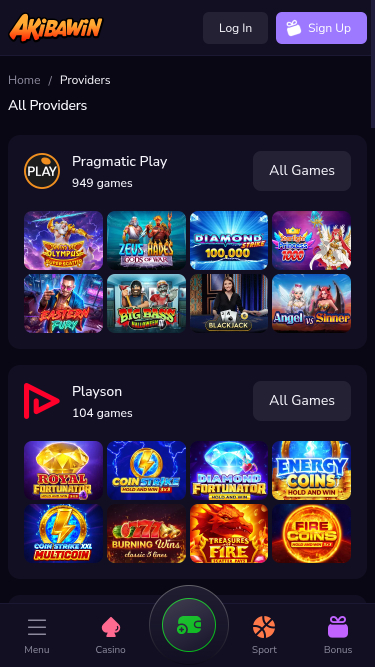 Desarrolladores de juegos móviles de Akibawin Casino