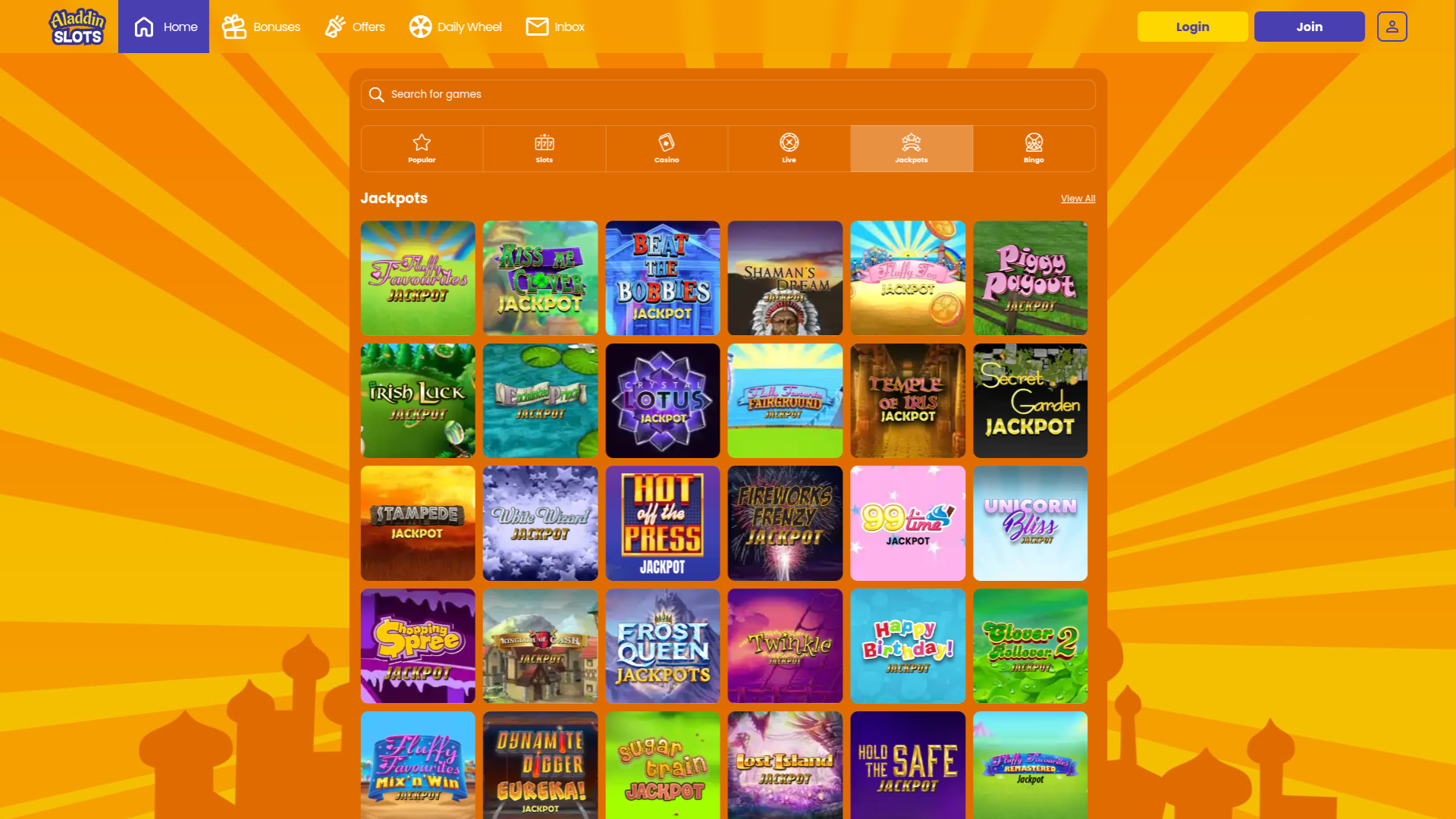 Aladdin Slots Casino Desktop Jackpot