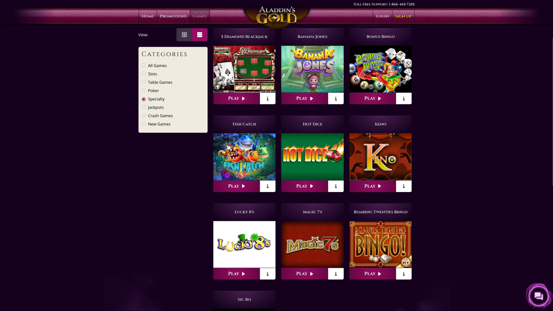 Jeux spéciaux de bureau de Aladdins Gold Casino
