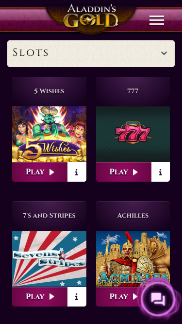 Jeux mobiles de Aladdins Gold Casino