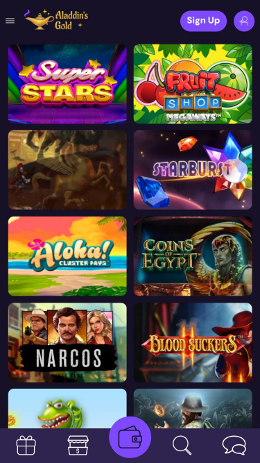 Jeux mobiles du casino AladdinsGold