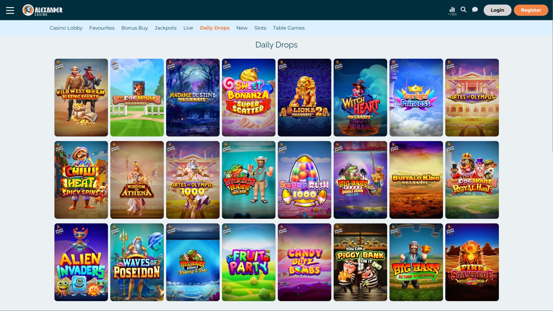 Gains quotidiens sur bureau d'Alexander Casino