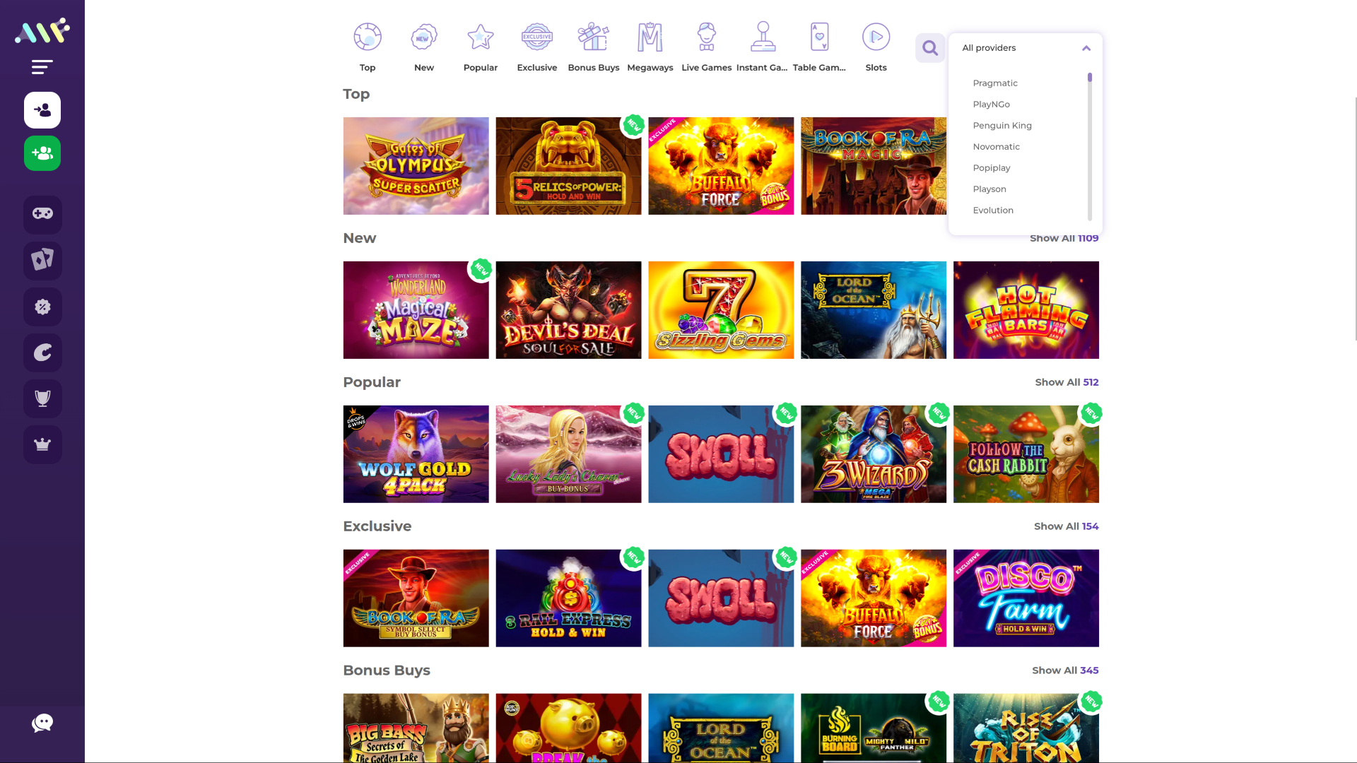 Développeurs de jeux sur bureau d'Alf Casino