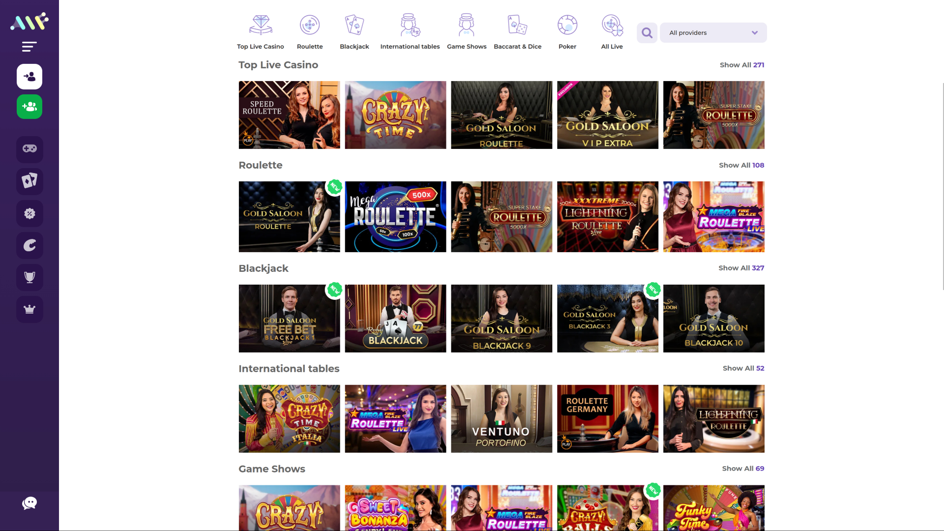 Croupier en direct sur bureau d'Alf Casino