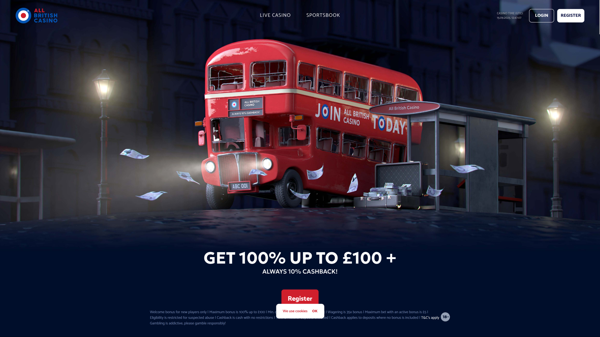 Página de inicio de escritorio de All British Casino