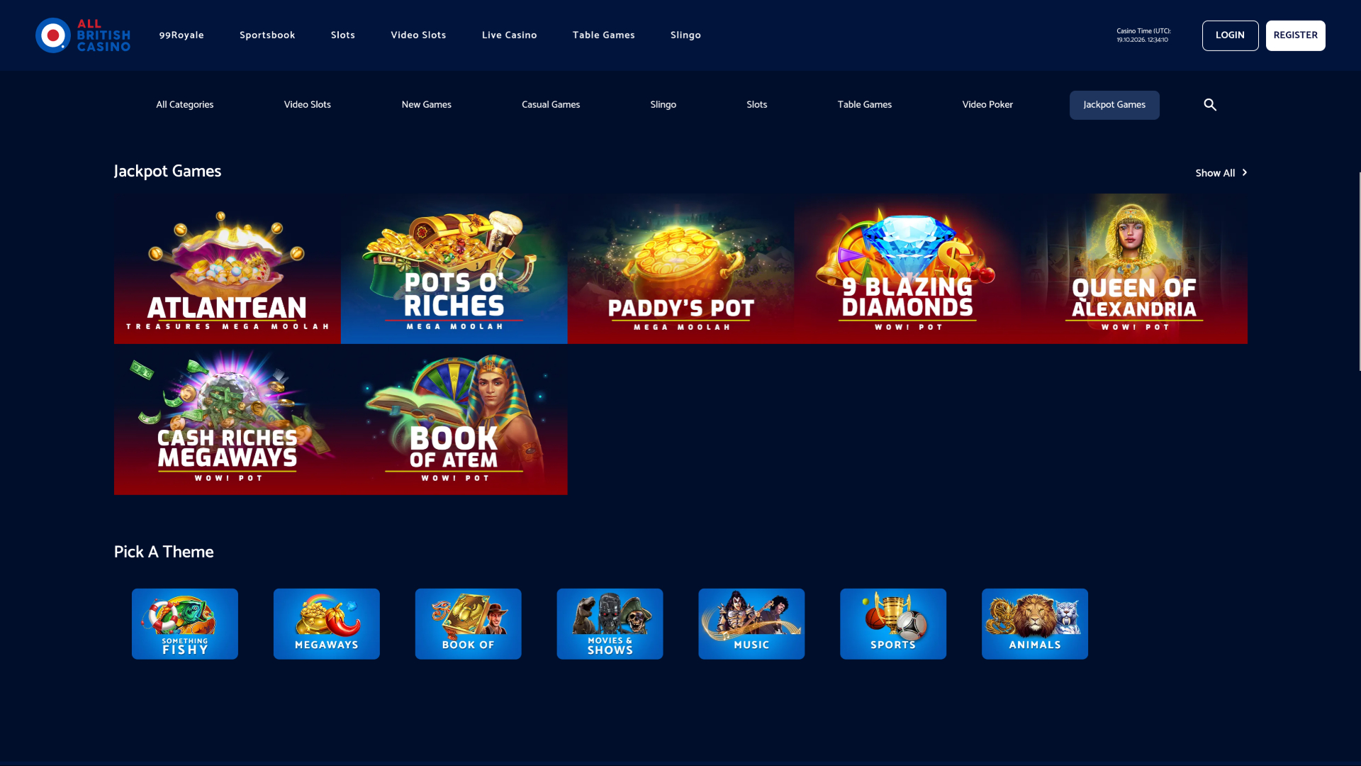 Джекпот на рабочем столе All British Casino