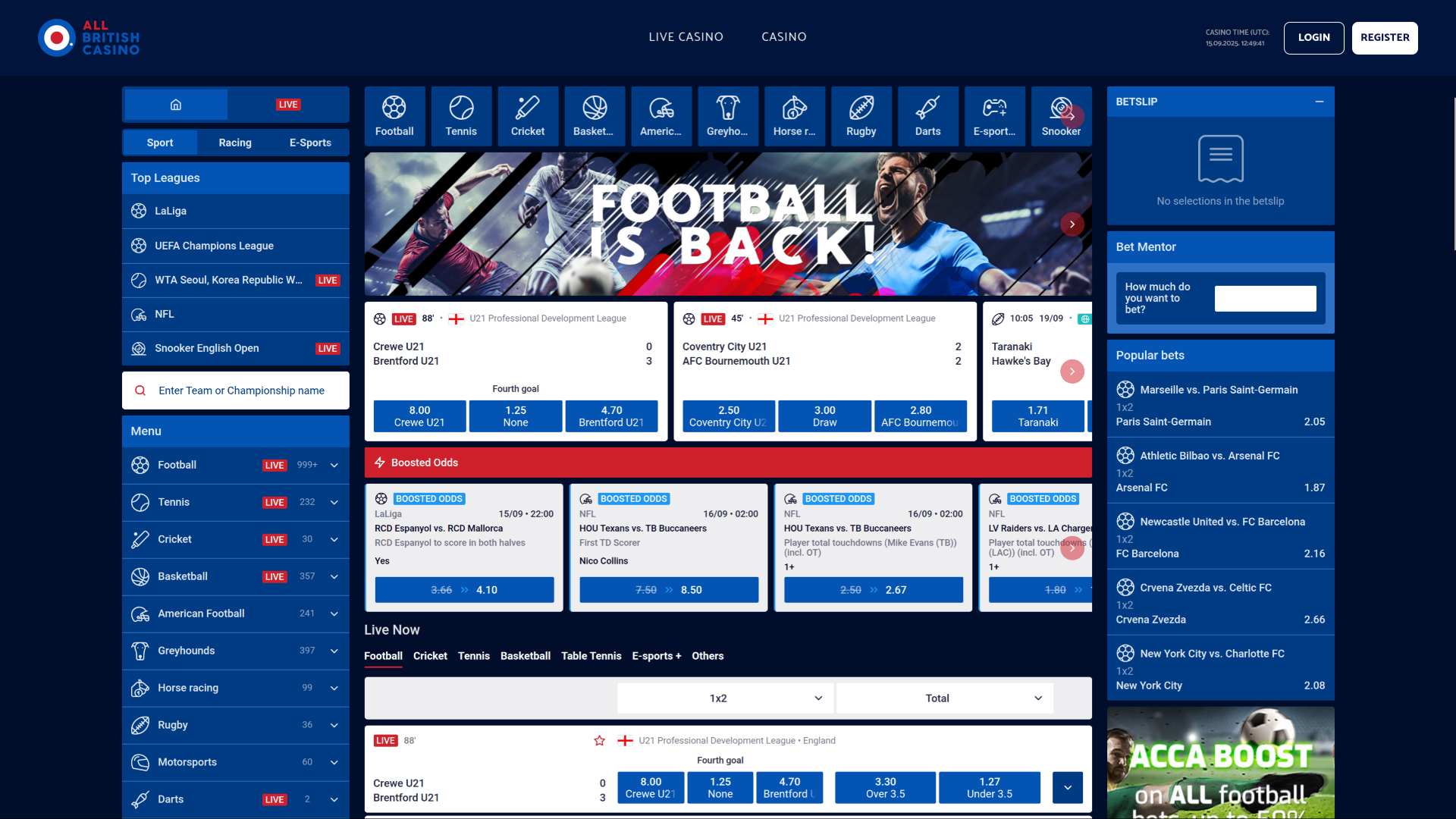 Deportes de escritorio de All British Casino