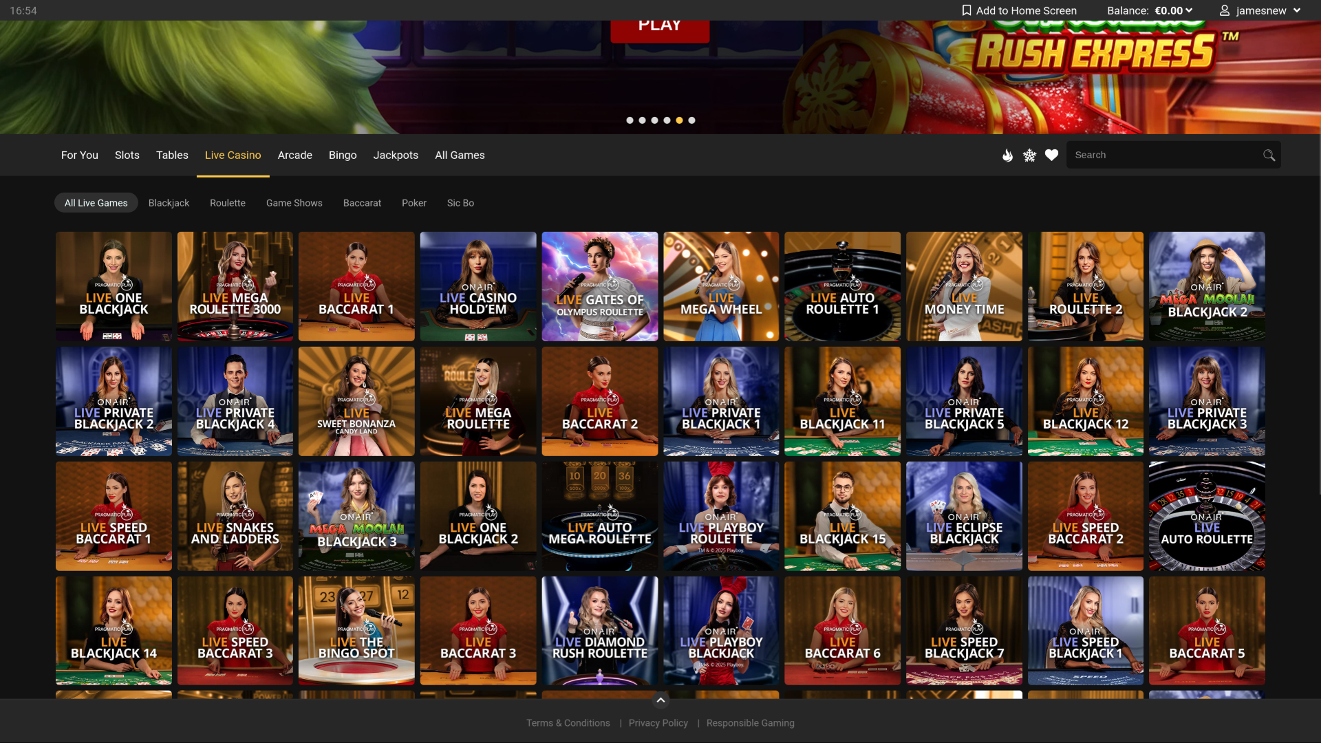 Tous les jackpots Casino sur ordinateur avec croupier en direct