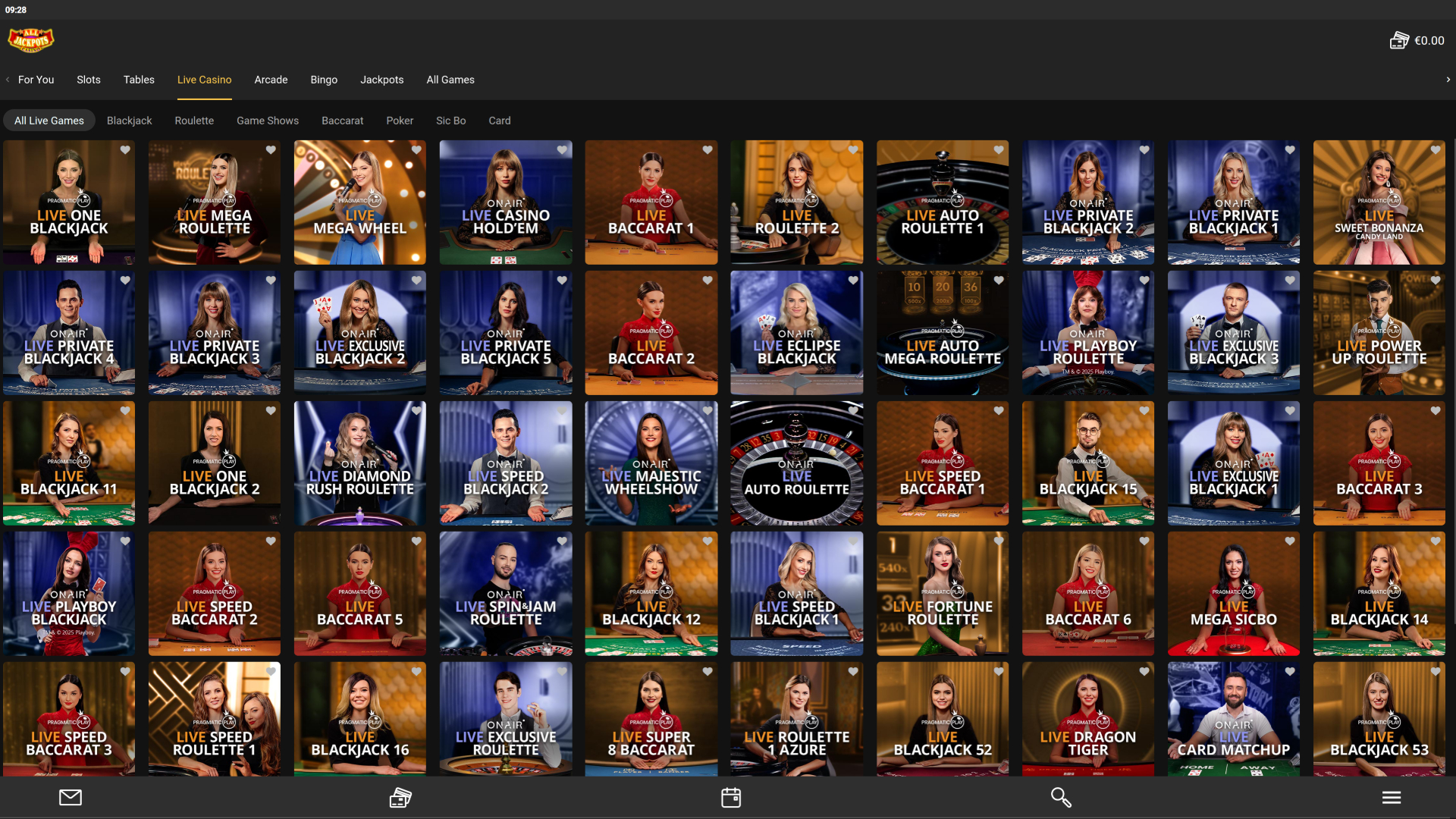 Croupier en direct sur bureau de All Jackpots Casino