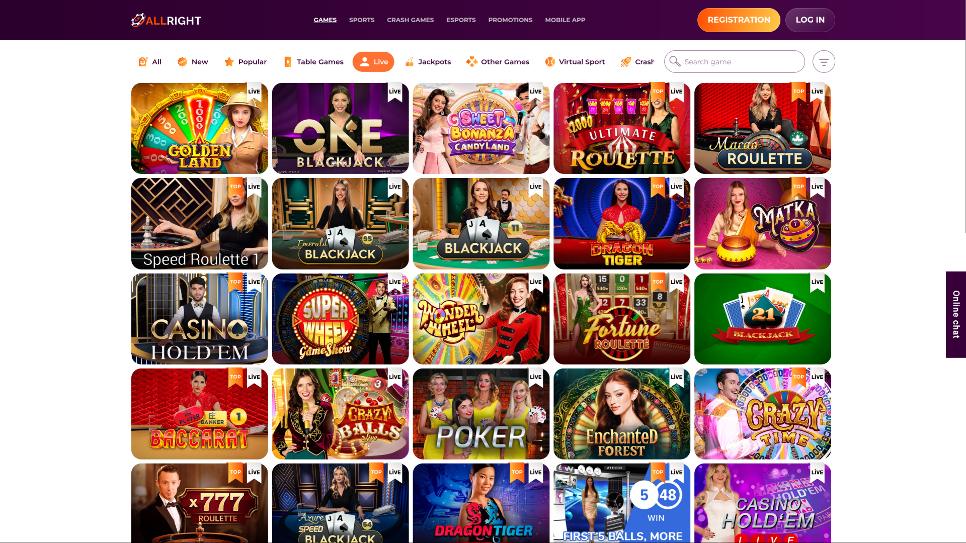 Croupier en direct de bureau de All Right Casino