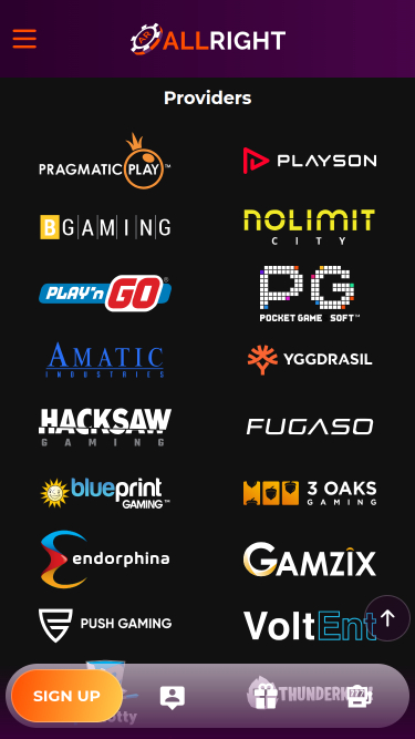 Développeurs de jeux mobiles de All Right Casino