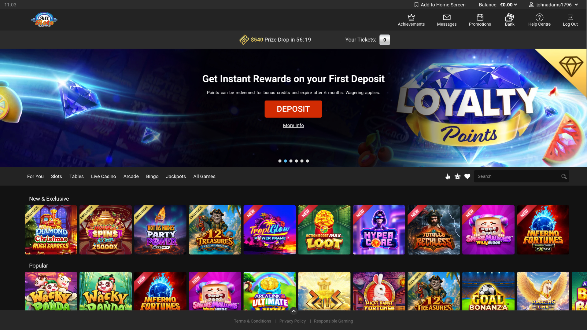 All Slots Casino Desktop Homepage