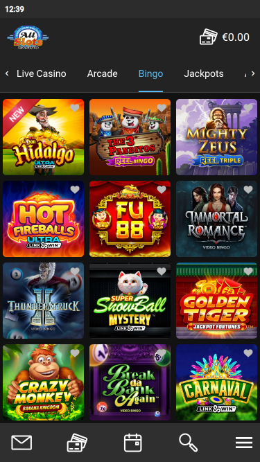 Bingo mobile de All Slots Casino