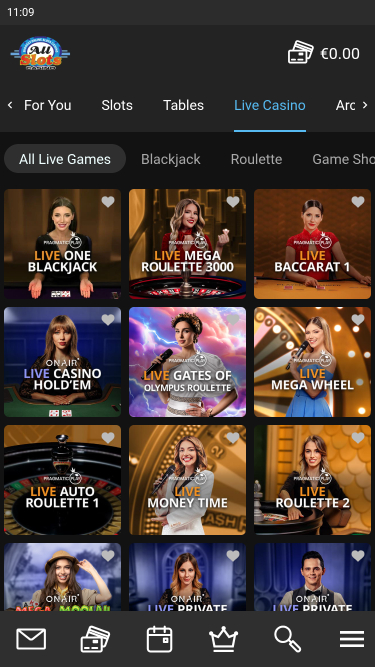 All Slots Casino Mobile Live Dealer