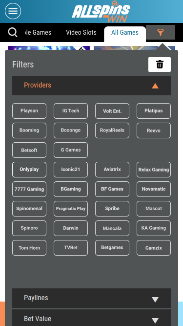 Développeurs de jeux mobiles de All Spins Win Casino