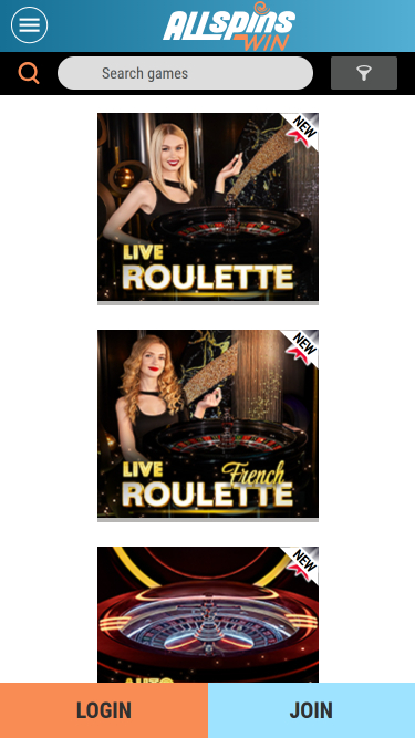 Croupier en direct mobile de All Spins Win Casino