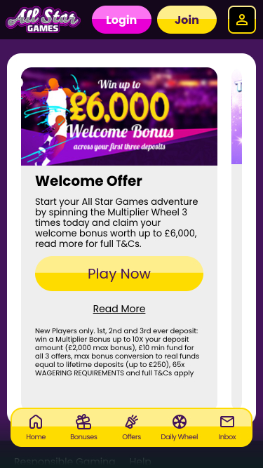 All Star Games Casino Mobile Promotions