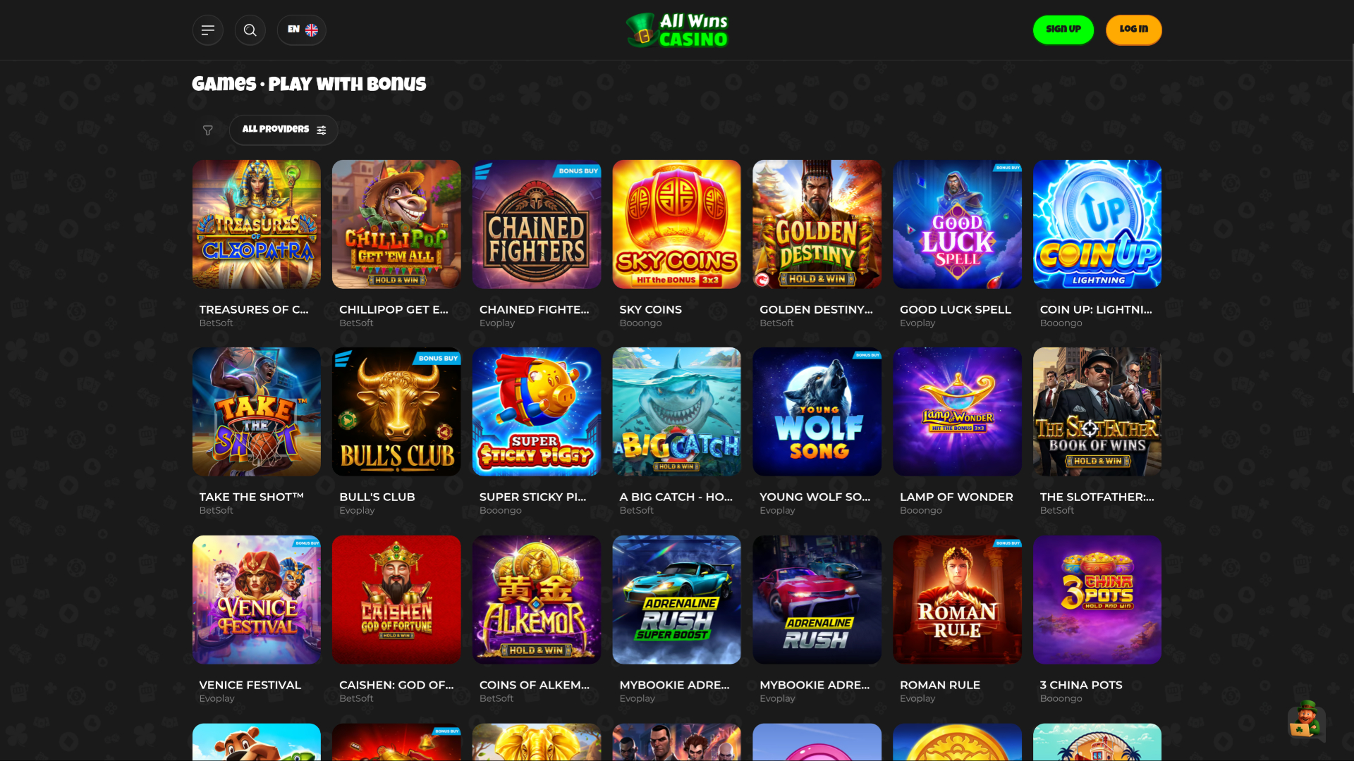 Jouer avec bonus sur bureau de All Wins Casino