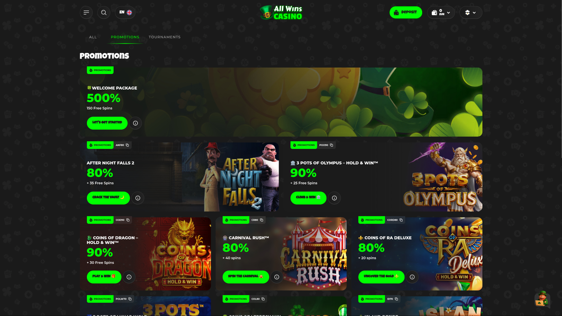 Imagen de las promociones de escritorio de All Wins Casino