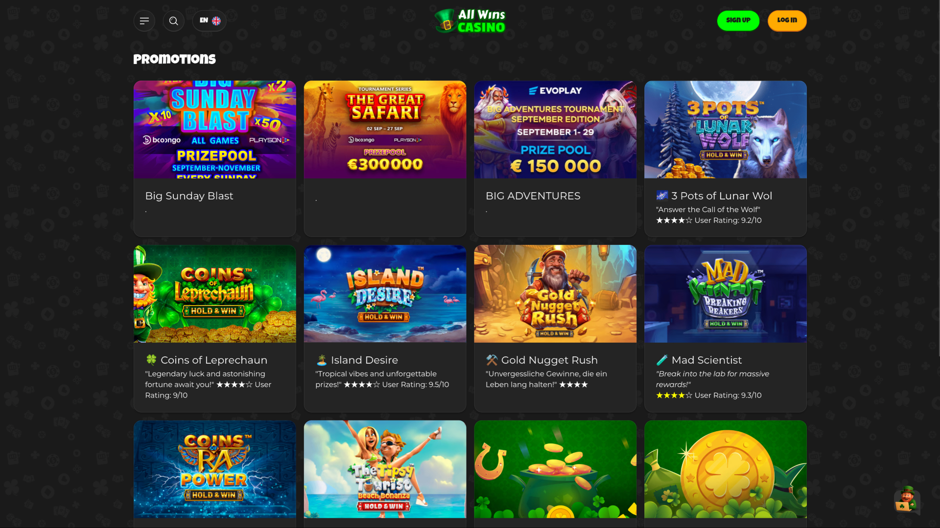 Promotions de bureau de All Wins Casino