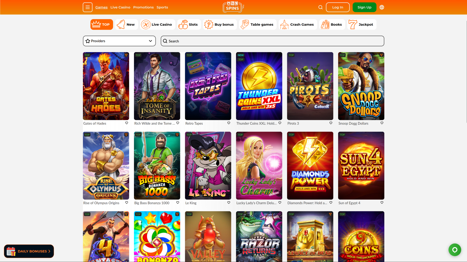 Jeux sur ordinateur de AllSpins Casino