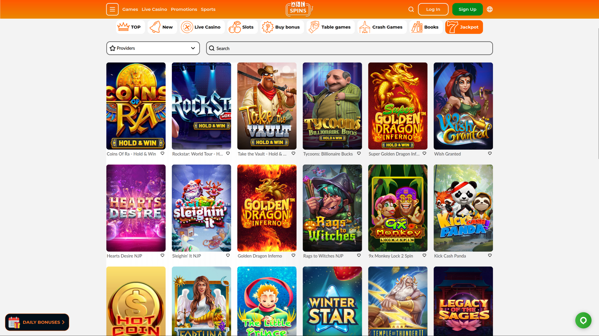 Jackpot sur ordinateur de AllSpins Casino