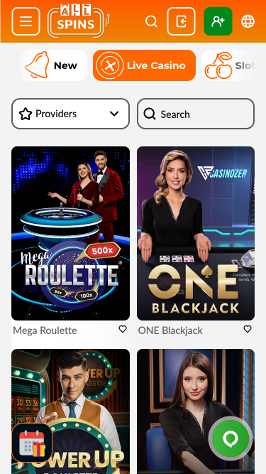 Croupier en direct mobile de AllSpins Casino