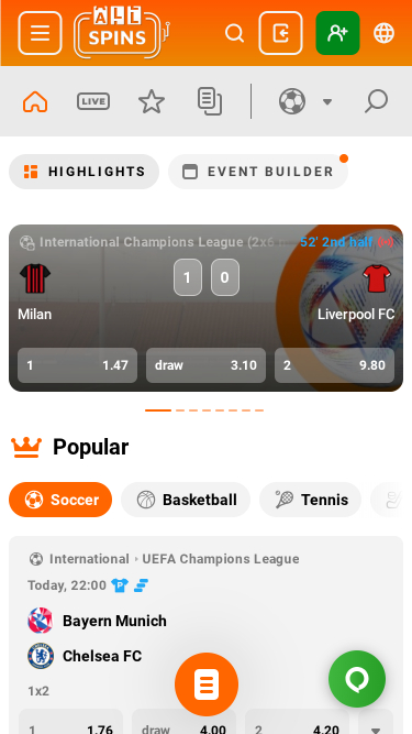 Sports mobiles de AllSpins Casino