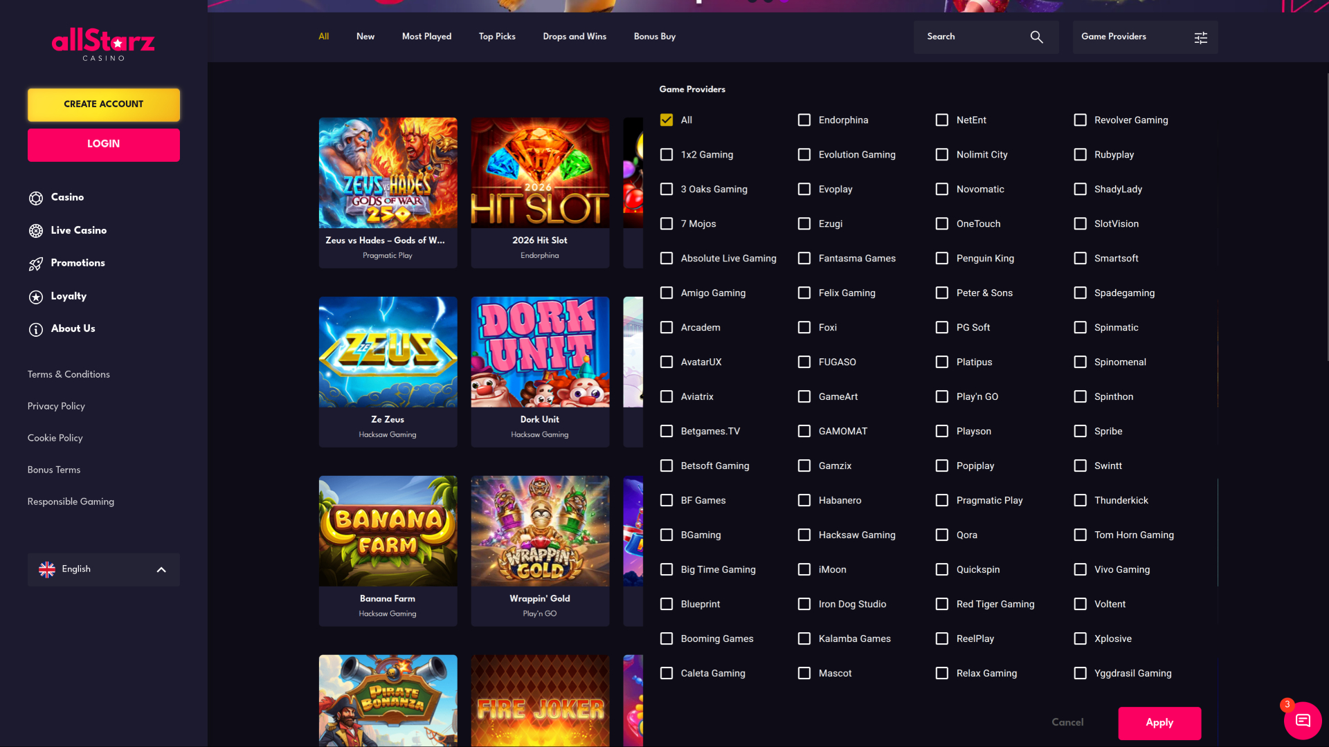 AllStarz Casino Desktop Game Developers