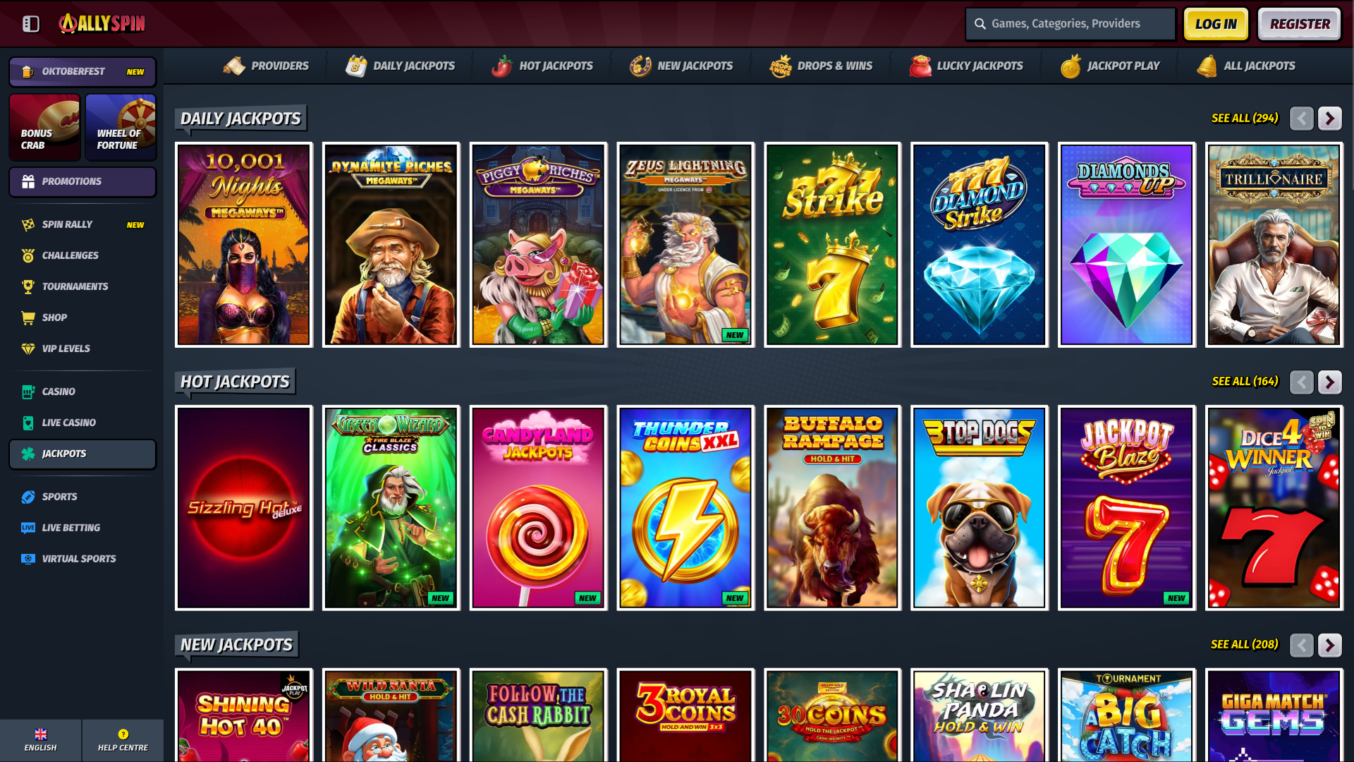 Jackpot de bureau AllySpin Casino