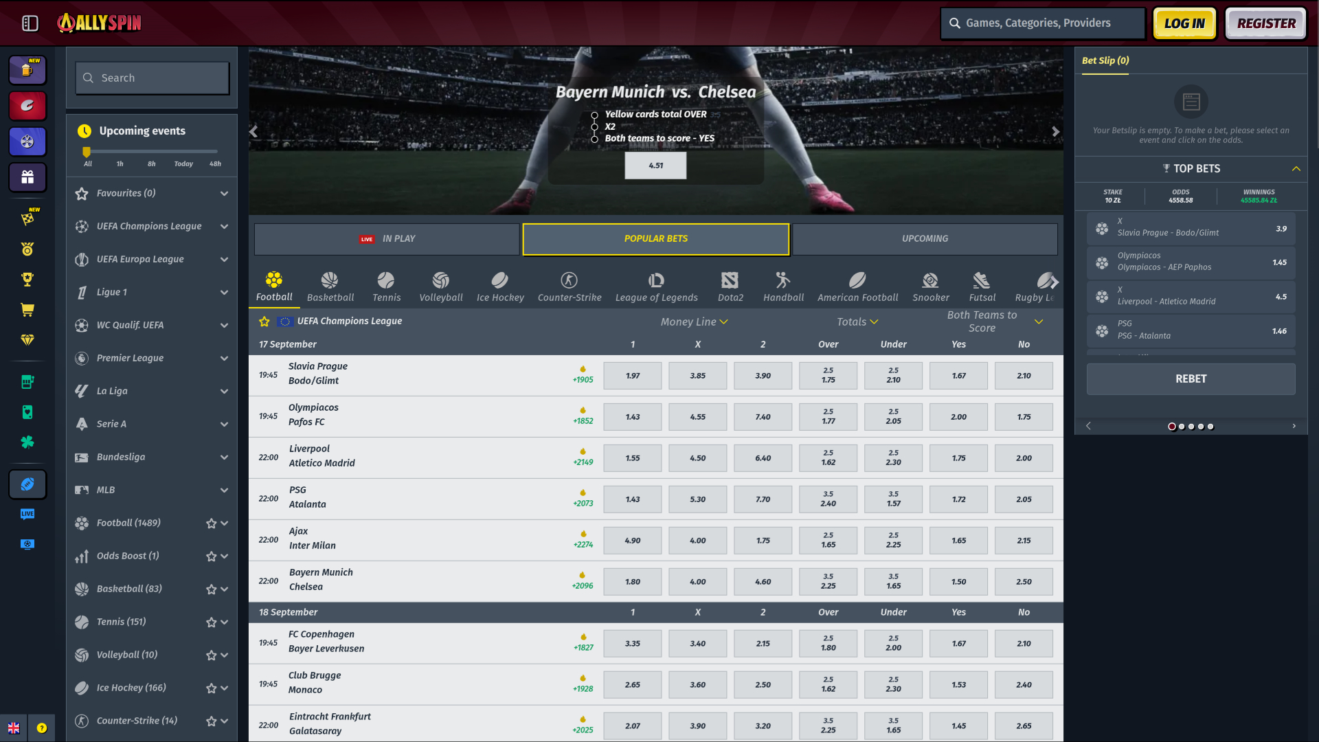 Sports de bureau AllySpin Casino