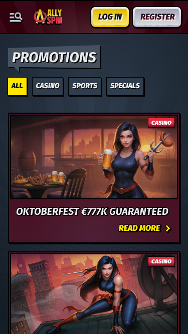 Promotions mobiles AllySpin Casino