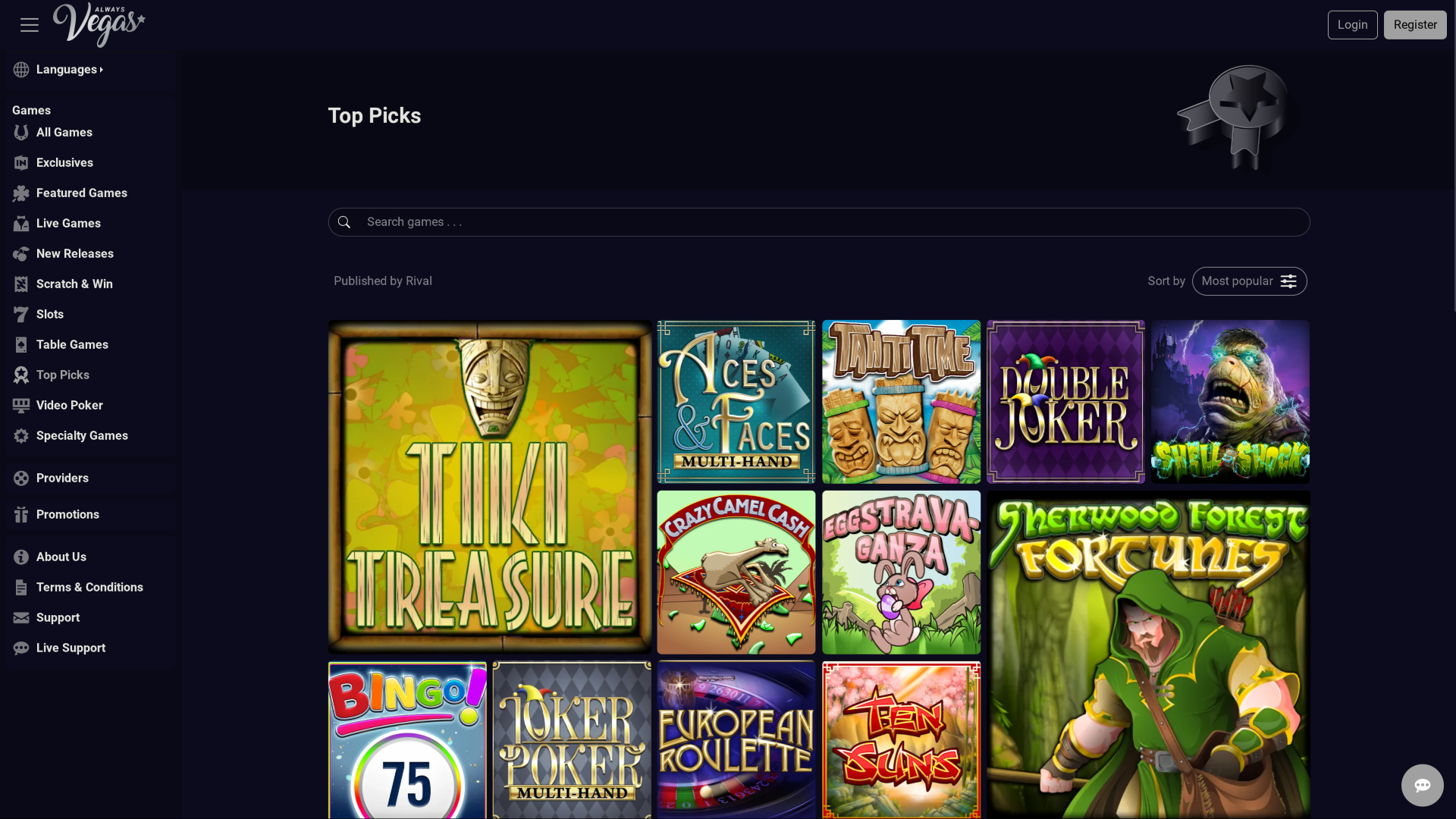 Meilleurs choix de Always Vegas Casino sur ordinateur