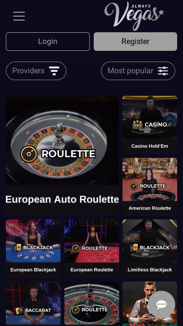 Croupier en direct mobile de Always Vegas Casino