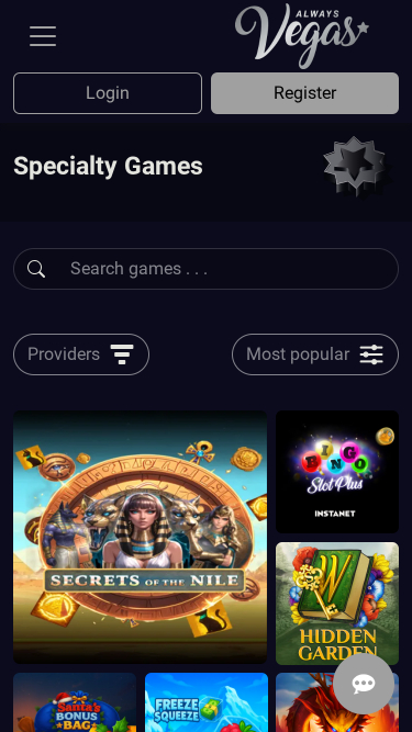 Jeux spéciaux mobiles d'Always Vegas Casino